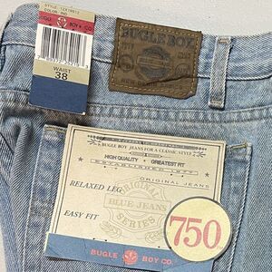 Vintage 90s Bugle Boy 750 Denim Jean Shorts Blue Light Wash Mens Size 38 Stained